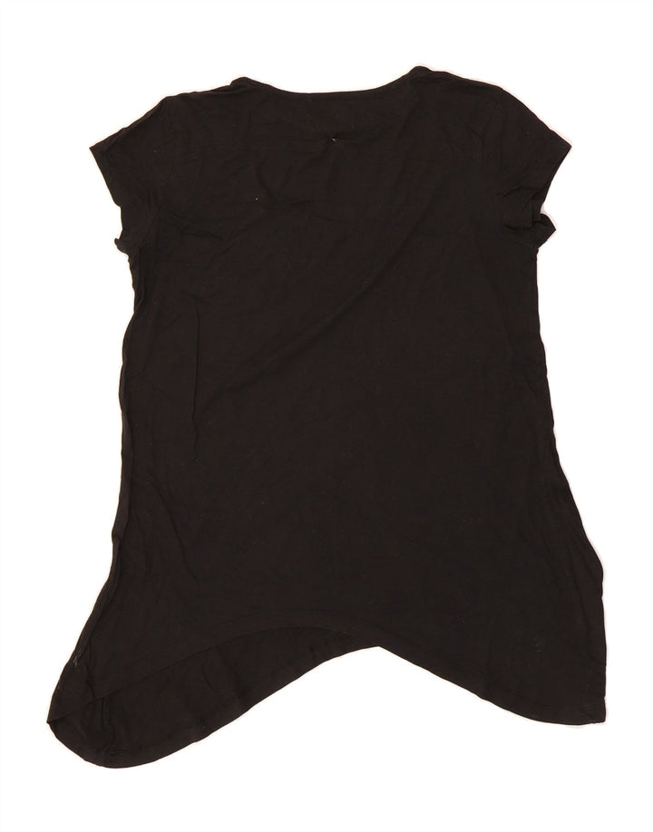 ADIDAS Womens Asymmetric Graphic T-Shirt Top UK 12 Medium Black Vintage Adidas and Second-Hand Adidas from Messina Hembry 