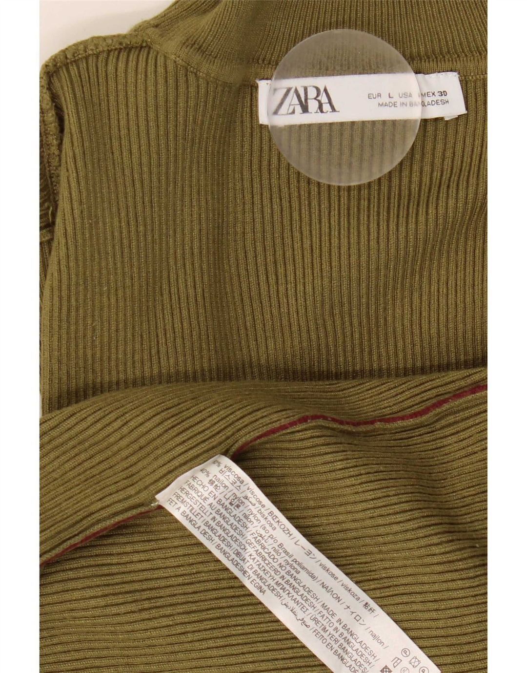 Zara Damen Top Langarm UK 14 Large Khaki Viskose