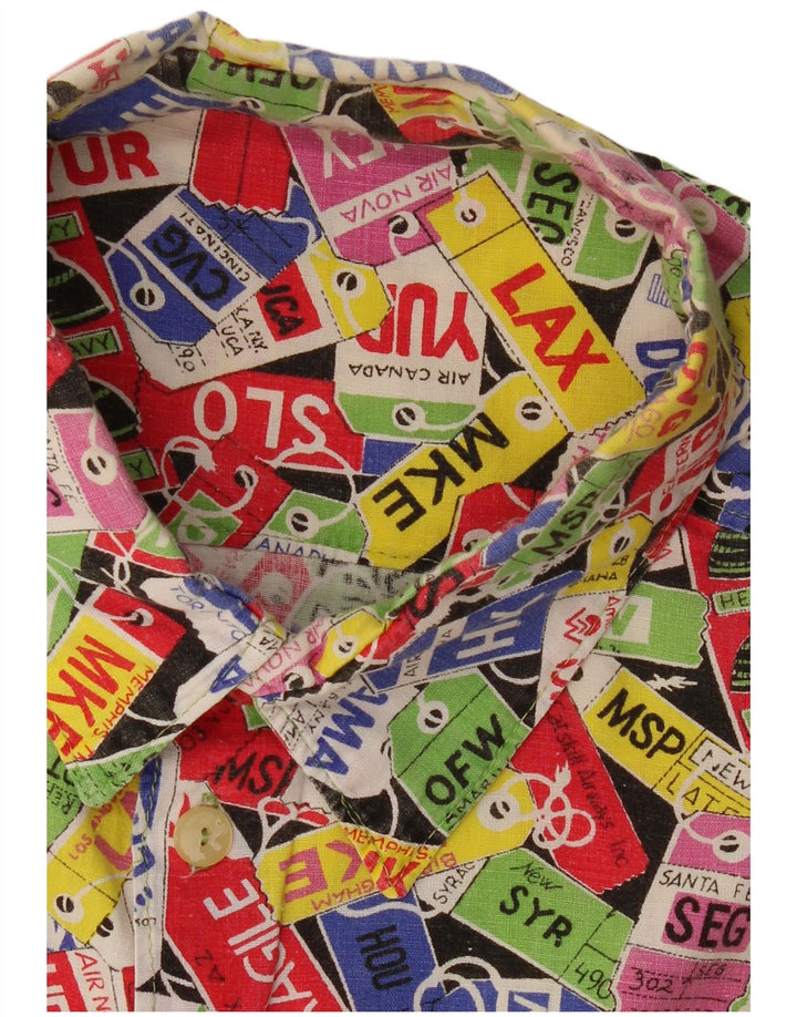 VINTAGE Herren-Hemd mit abstraktem Muster, kurzärmelig, 2XL, mehrfarbig