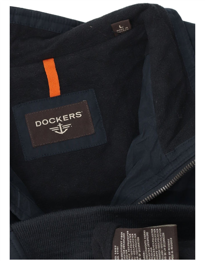 DOCKERS Herren Bomberjacke UK 40 Large Marineblau Polyester