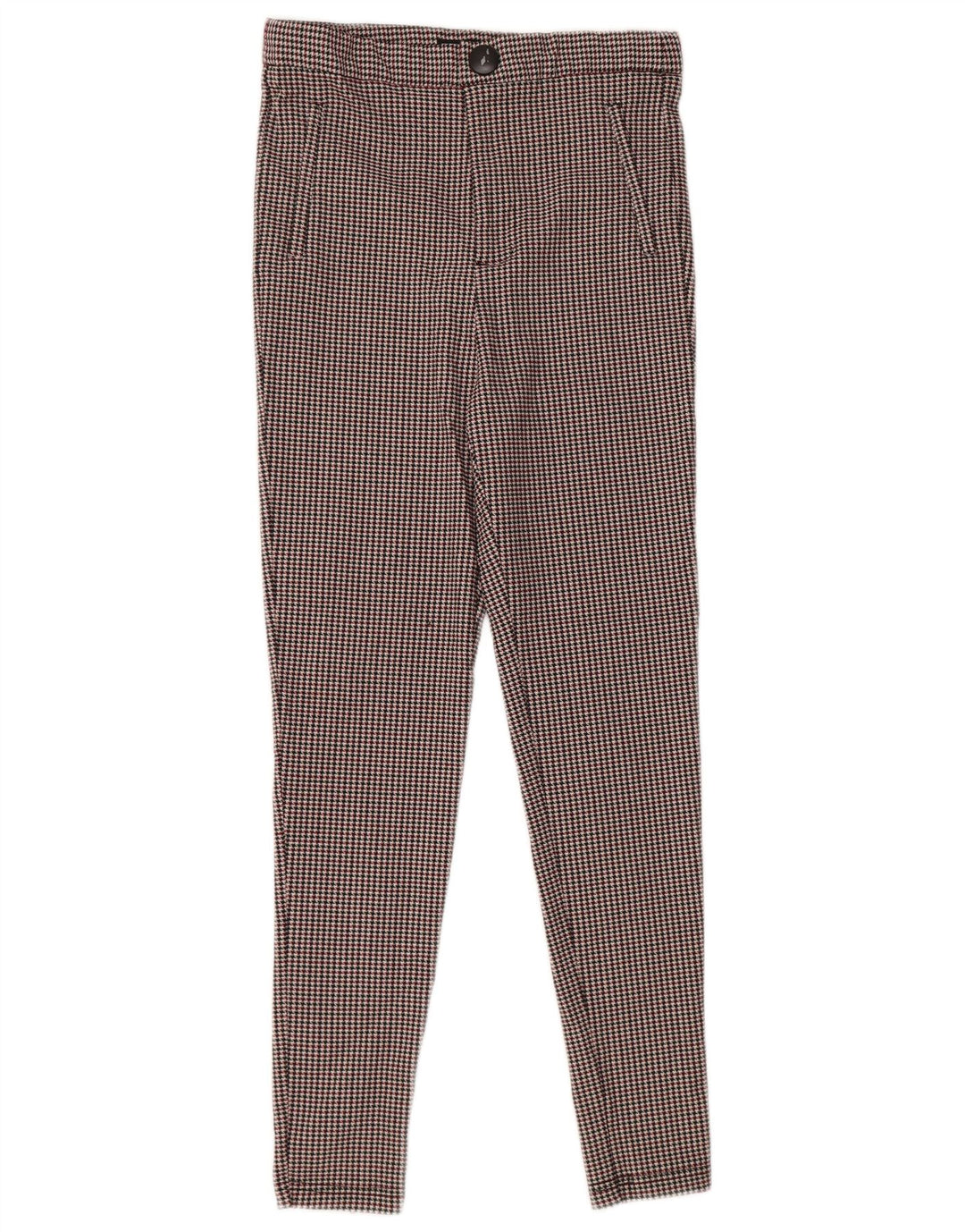 Zara Skinny-Hose für Damen, Mittelrotes Hahnentritt-Polyester