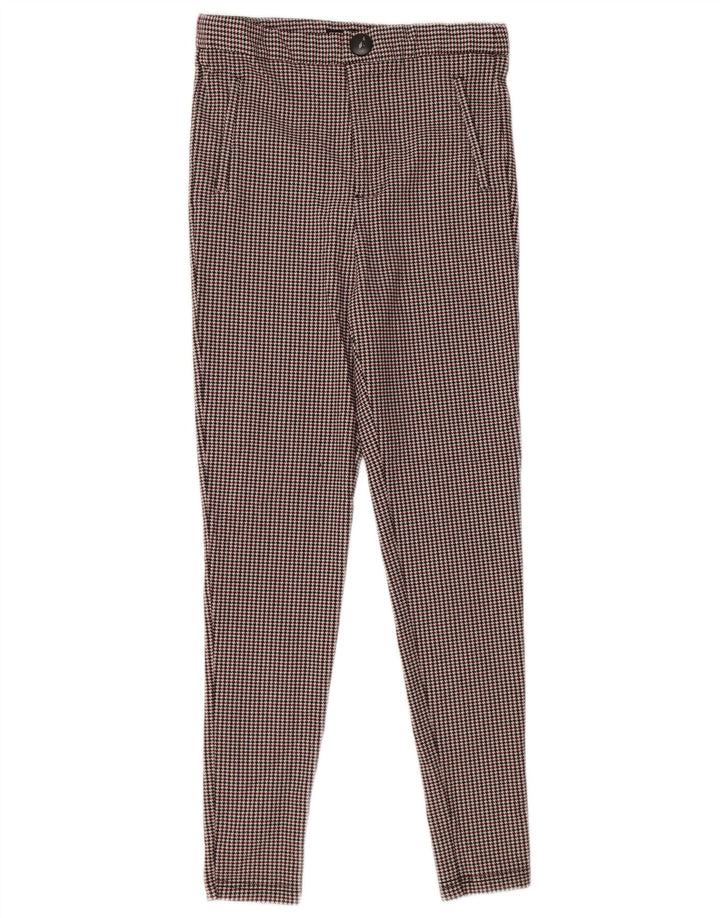 Zara Skinny-Hose für Damen, Mittelrotes Hahnentritt-Polyester