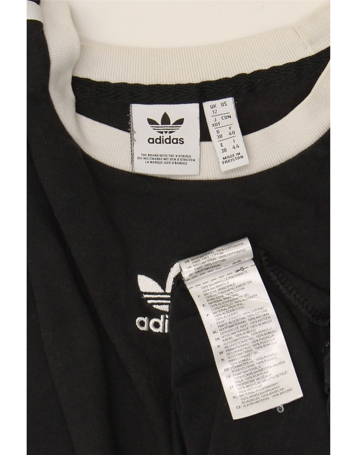 ADIDAS Damen T-Shirt Top UK 12 Medium Schwarz Baumwolle