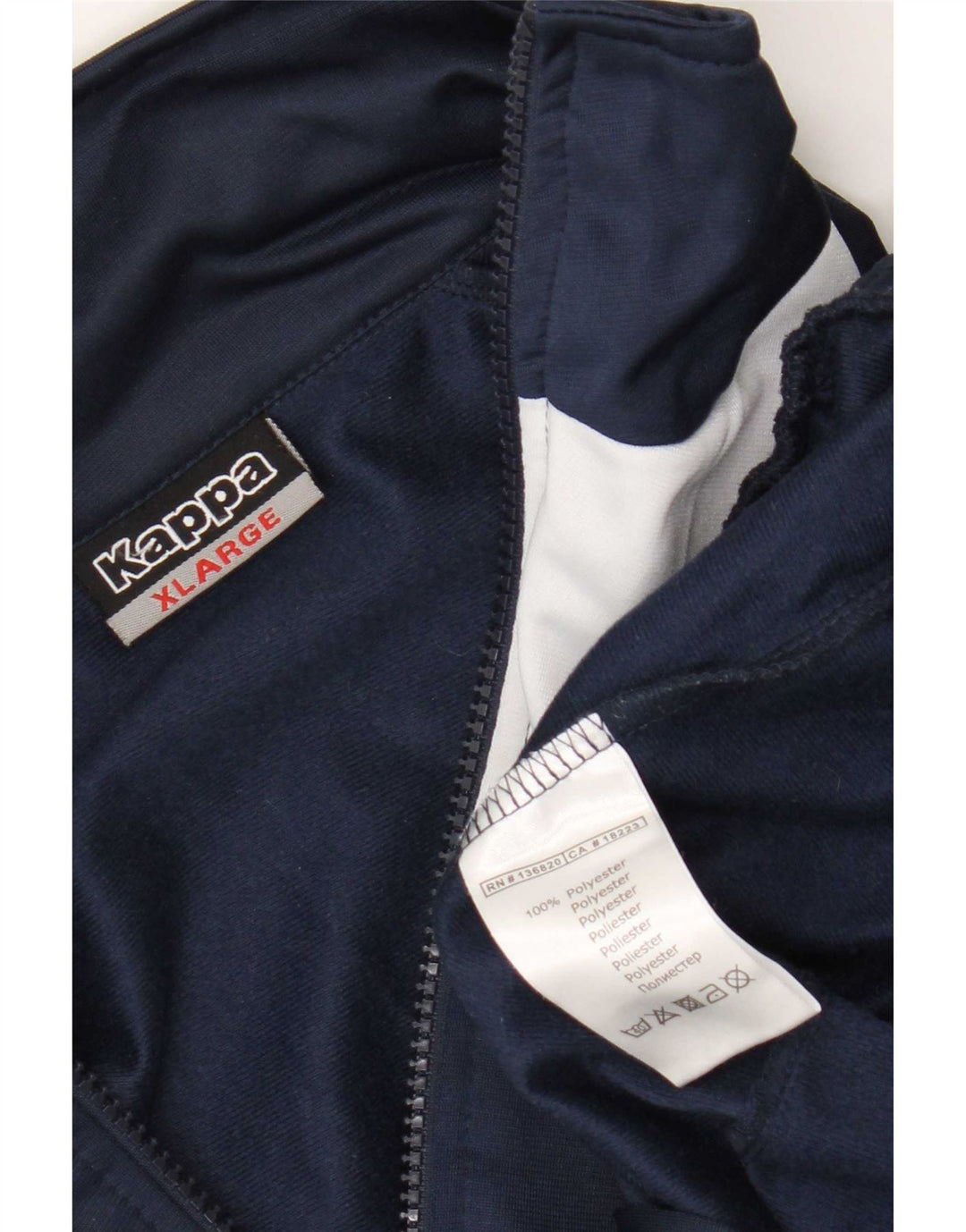 Kappa Herren-Trainingsanzug-Top-Jacke XL, Marineblau, Farbblock-Polyester