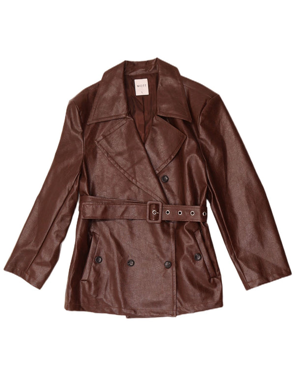 Motf Zweireihiger Damen-Blazer aus Kunstleder, Gr. 40, Braun