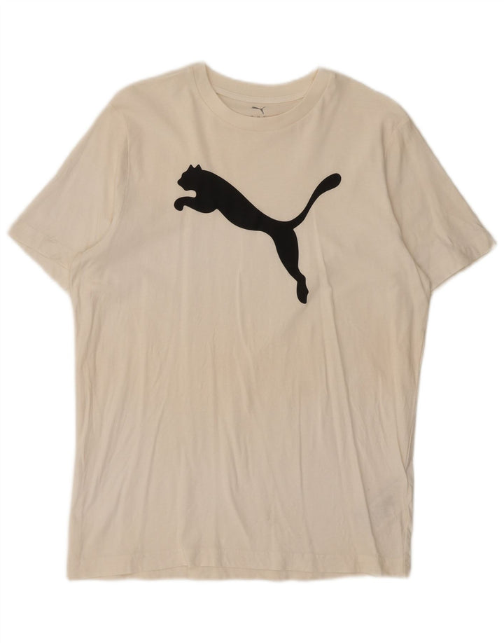 Puma Herren Grafik-T-Shirt-Oberteil aus mittelweißer Baumwolle