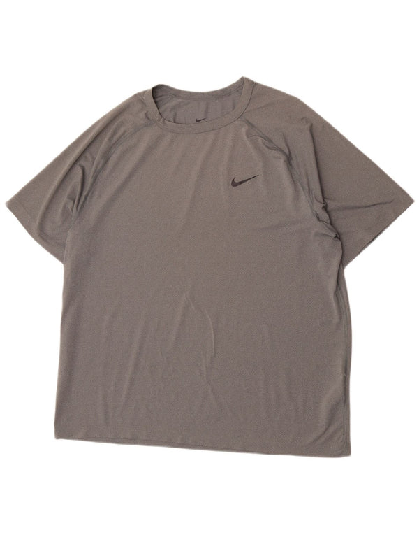 Nike Herren Dri Fit T-Shirt Top Large Grau Polyester