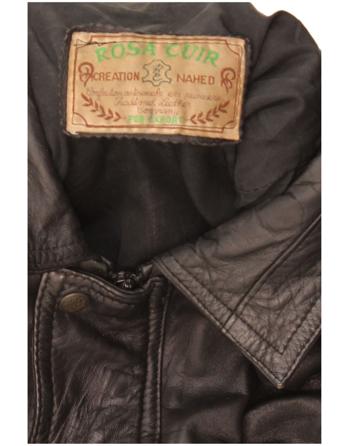 Rosa Cuir Herren Lederjacke UK 40 Großes schwarzes Leder