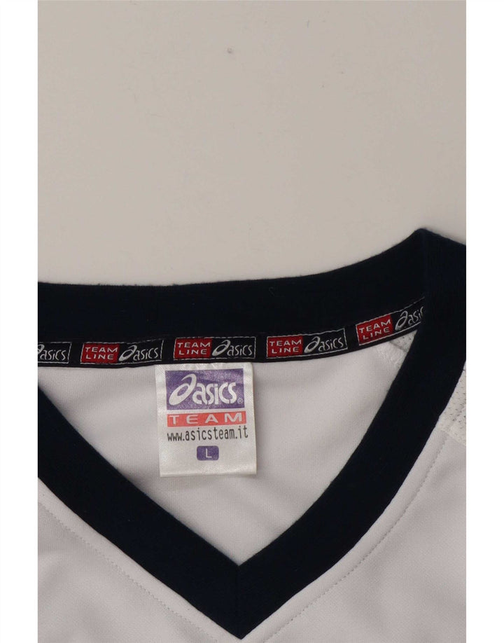 Asics Herren Grafik-T-Shirt-Oberteil, großes weißes Farbblock-Polyester