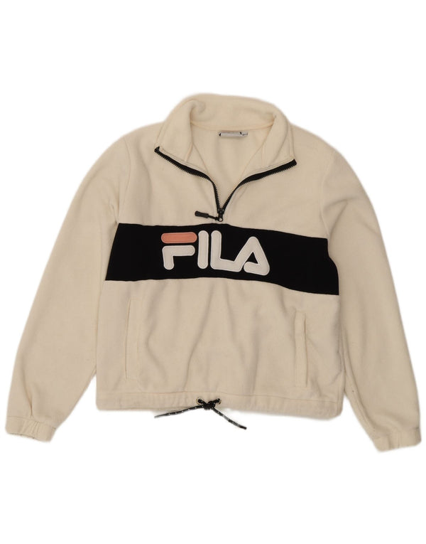 Fila Damen Übergroßer Fleece-Sweatshirt-Pullover UK 6 XS Weiß Sport