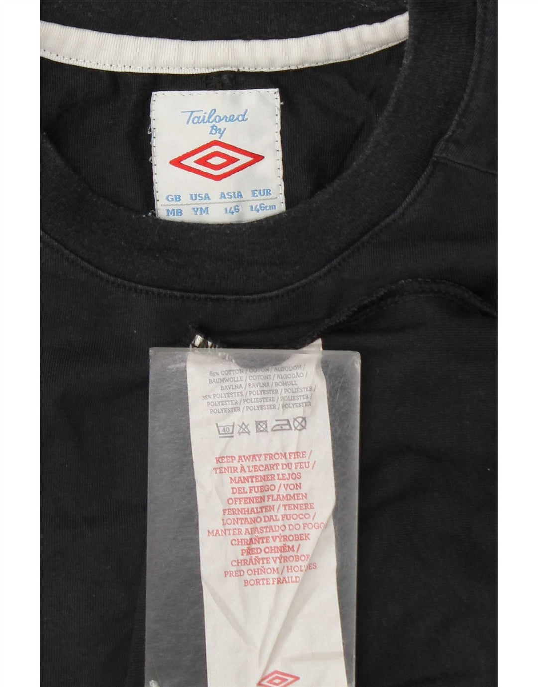 Umbro T-Shirt für Jungen, 9–10 Jahre, Mittelschwarz, Colourblock-Baumwolle