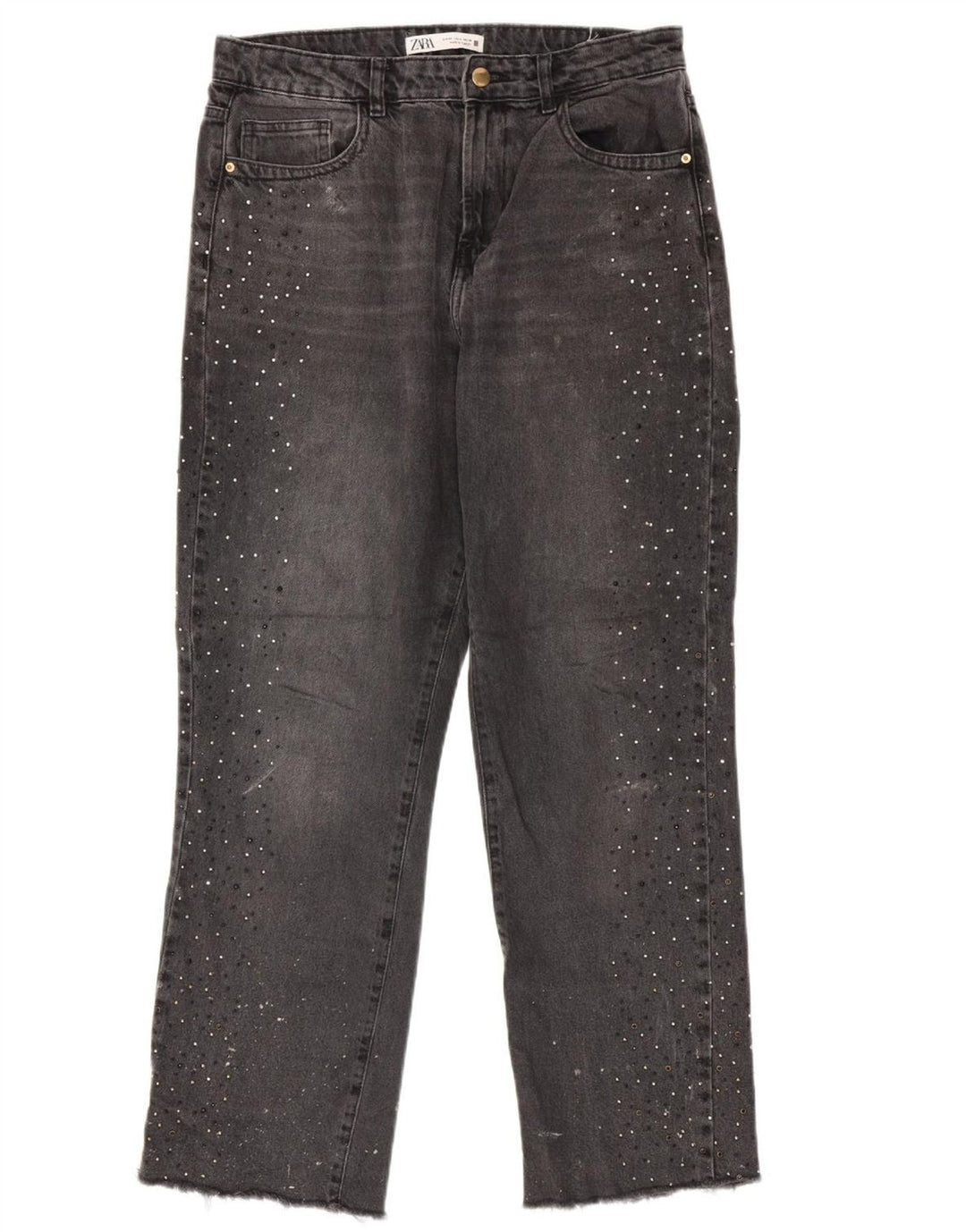 ZARA Damen Straight Jeans EU 40 Mittel W30 L29 Grau