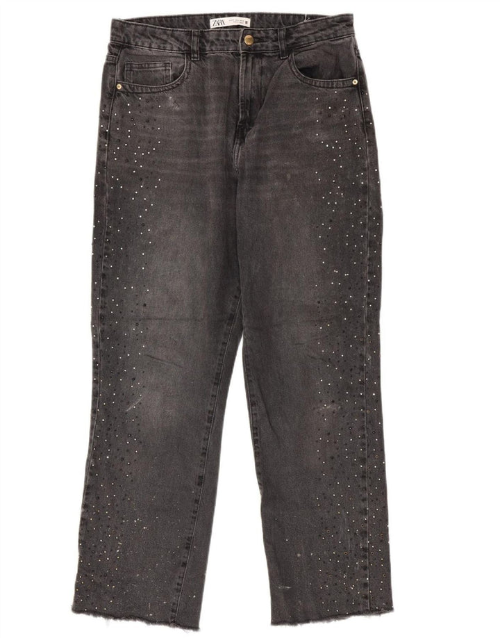ZARA Damen Straight Jeans EU 40 Mittel W30 L29 Grau
