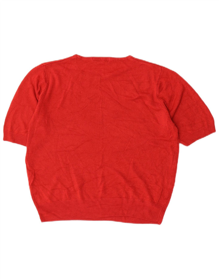 Marks & Spencer Damen Crop Pullover mit Rundhalsausschnitt, UK 14, Mittelrot