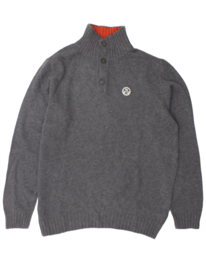 North Sails Herren-Pullover mit Knopfkragen, 2XL, graue Wolle