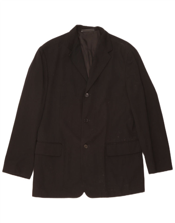 Calvin Klein Herren-Blazer mit 3 Knöpfen, UK 40, große schwarze Wolle