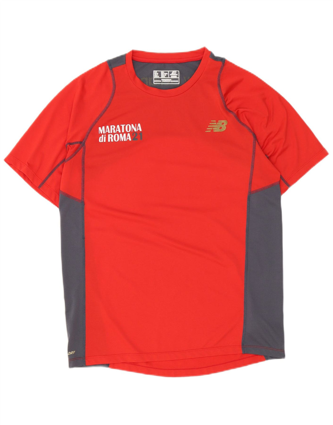 New Balance Herren Grafik-T-Shirt-Oberteil Mittelrotes Colourblock-Polyester