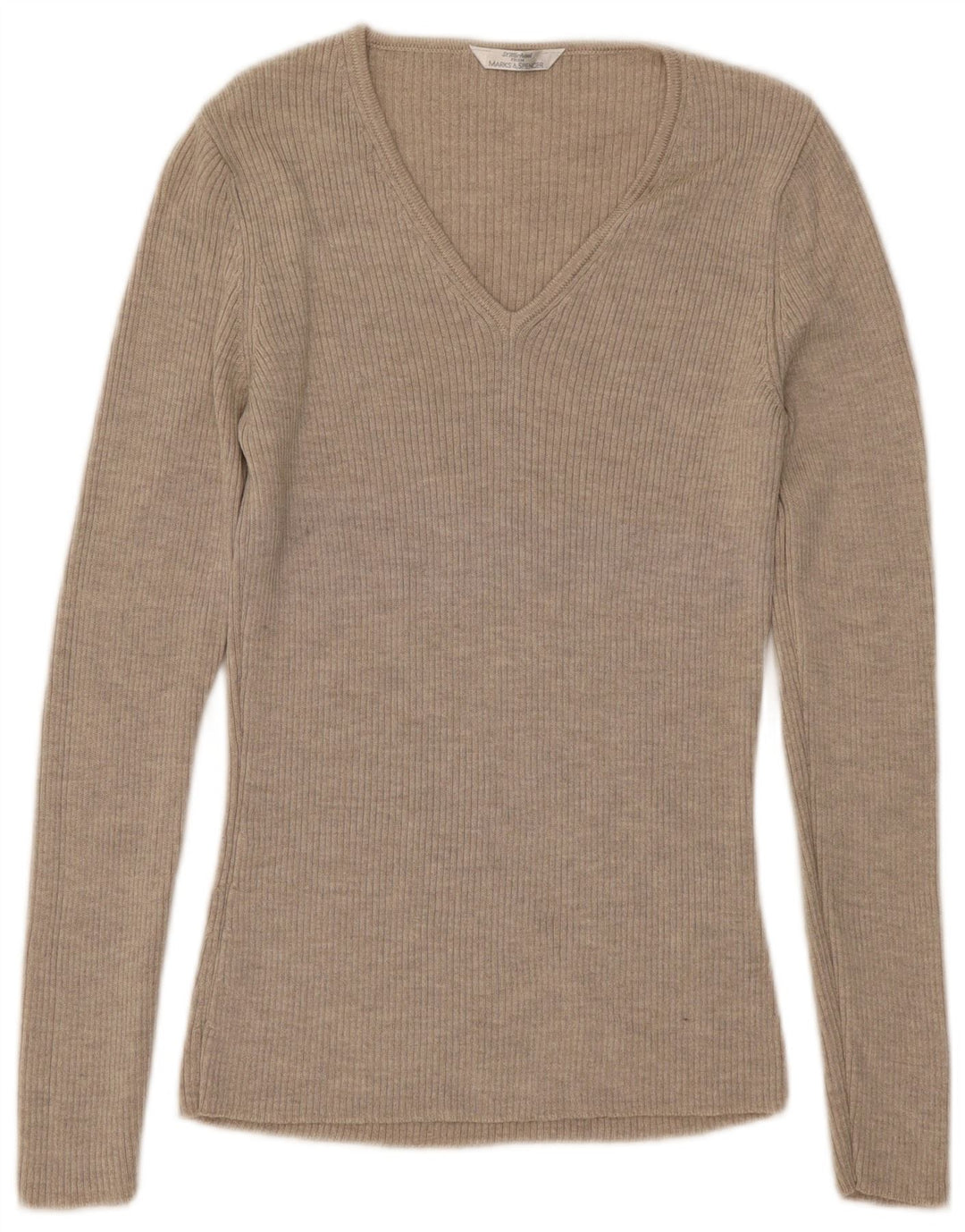 Marks & Spencer Damen St. Michael V-Ausschnitt Pullover Pullover UK 8 Small Beige