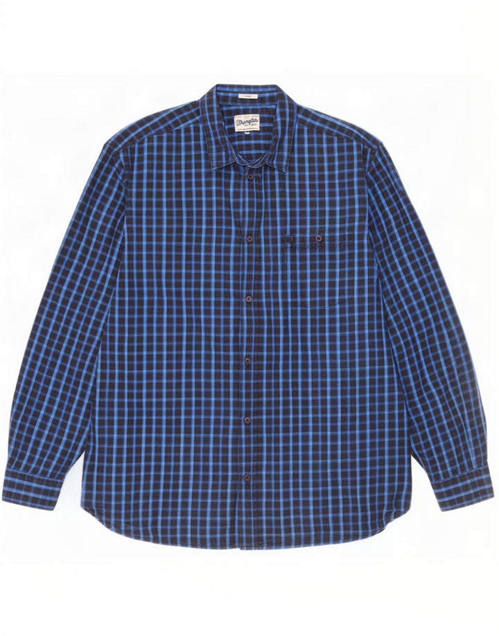Wrangler Herren-Hemd mit normaler Passform, 3XL, blau kariert, Baumwolle
