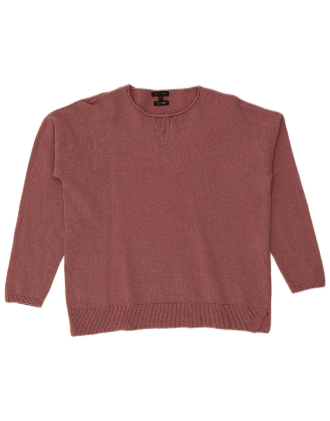 Massimo Dutti Damen-Pullover, übergroß, Rundhalsausschnitt, Gr. 10, klein, Rosa