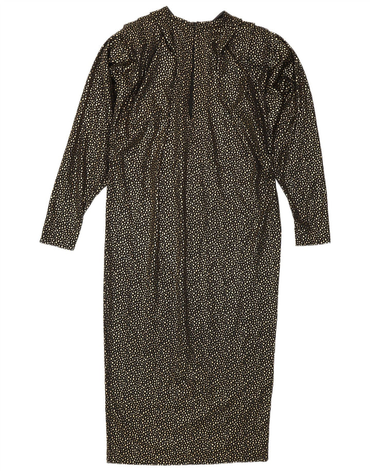 Vintage Damen Langarm-Etuikleid IT 42 Mittelgold gefleckt