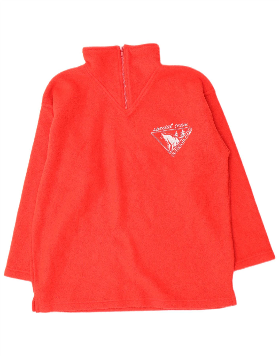 VINTAGE Jungen-Fleecepullover mit Reißverschluss am Kragen, 9–10 Jahre, Rot
