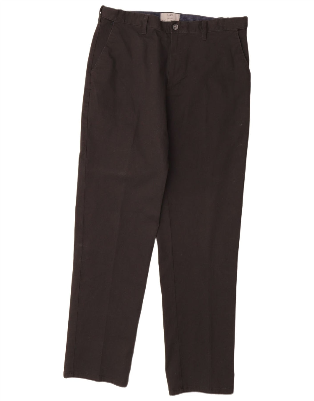 MARKS & SPENCER Herren-Chinohose mit normaler Passform, W36 L33, schwarze Baumwolle