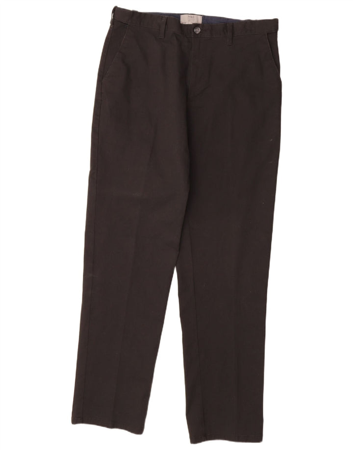 MARKS & SPENCER Herren-Chinohose mit normaler Passform, W36 L33, schwarze Baumwolle