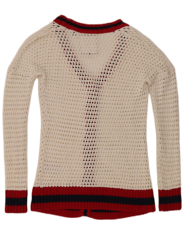 Superdry Damen-Strickjacke in Übergröße, Gr. 16, groß, weiß gestreift