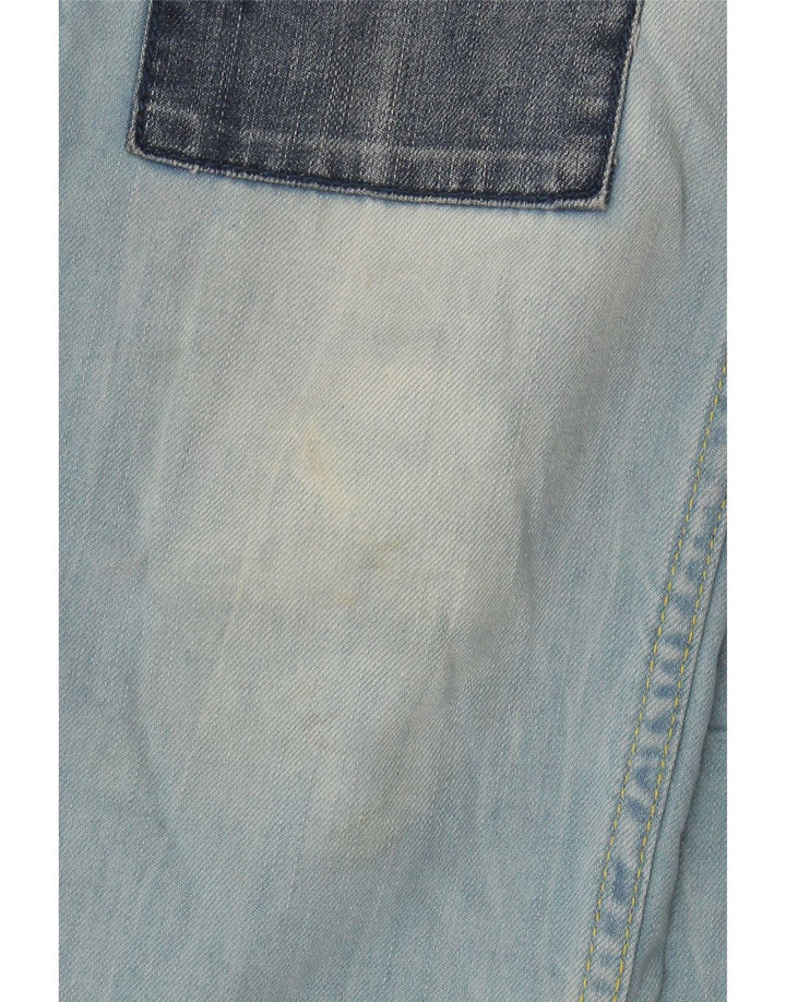 Desigual Damen Slim Jeans W30 L28 Blaue Patchwork-Baumwolle