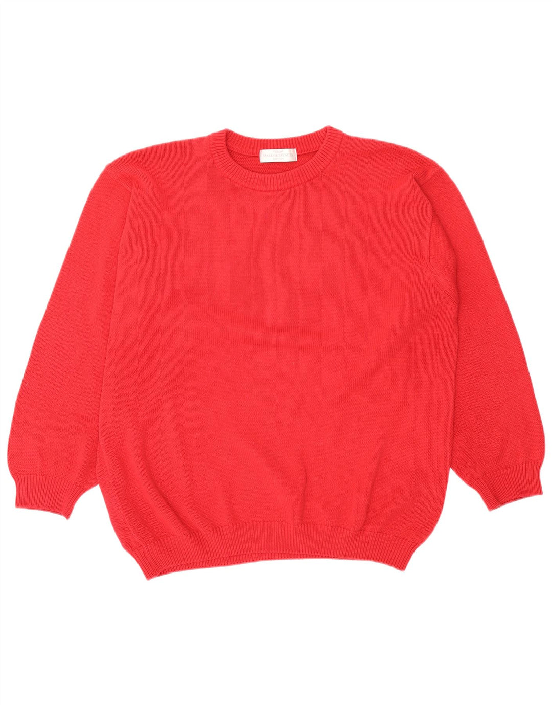 Marks & Spencer Herren-Pullover mit Rundhalsausschnitt, Größe L, aus roter Baumwolle