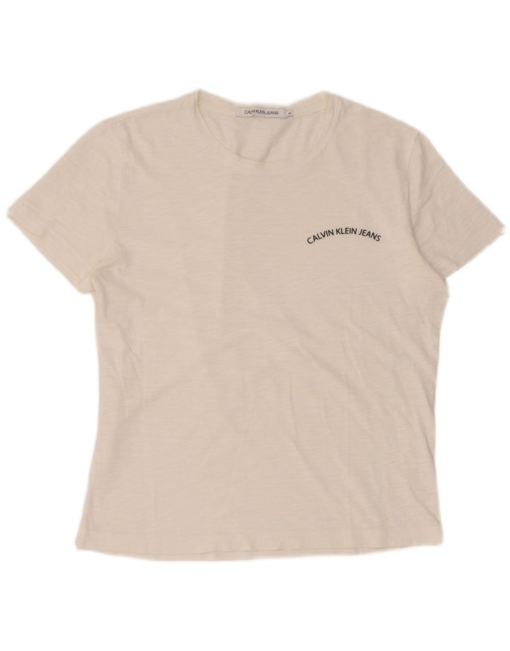 Calvin Klein Jeans Damen T-Shirt Top UK 14 Mittelweiß