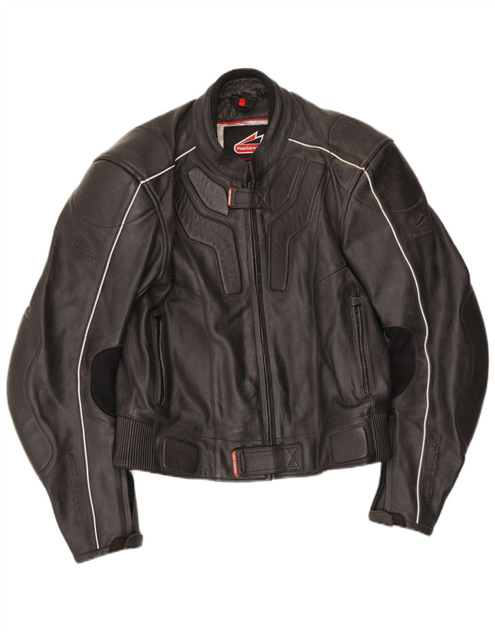 Hein Gericke Damen Leder Bikerjacke EU 52 Großes schwarzes Leder