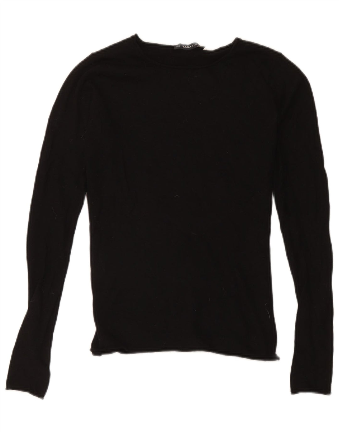 Zara Damen Top Langarm UK 10 Small Schwarz Modal