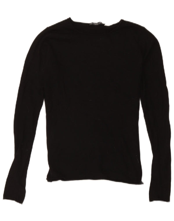 Zara Damen Top Langarm UK 10 Small Schwarz Modal