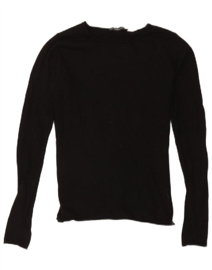 Zara Damen Top Langarm UK 10 Small Schwarz Modal