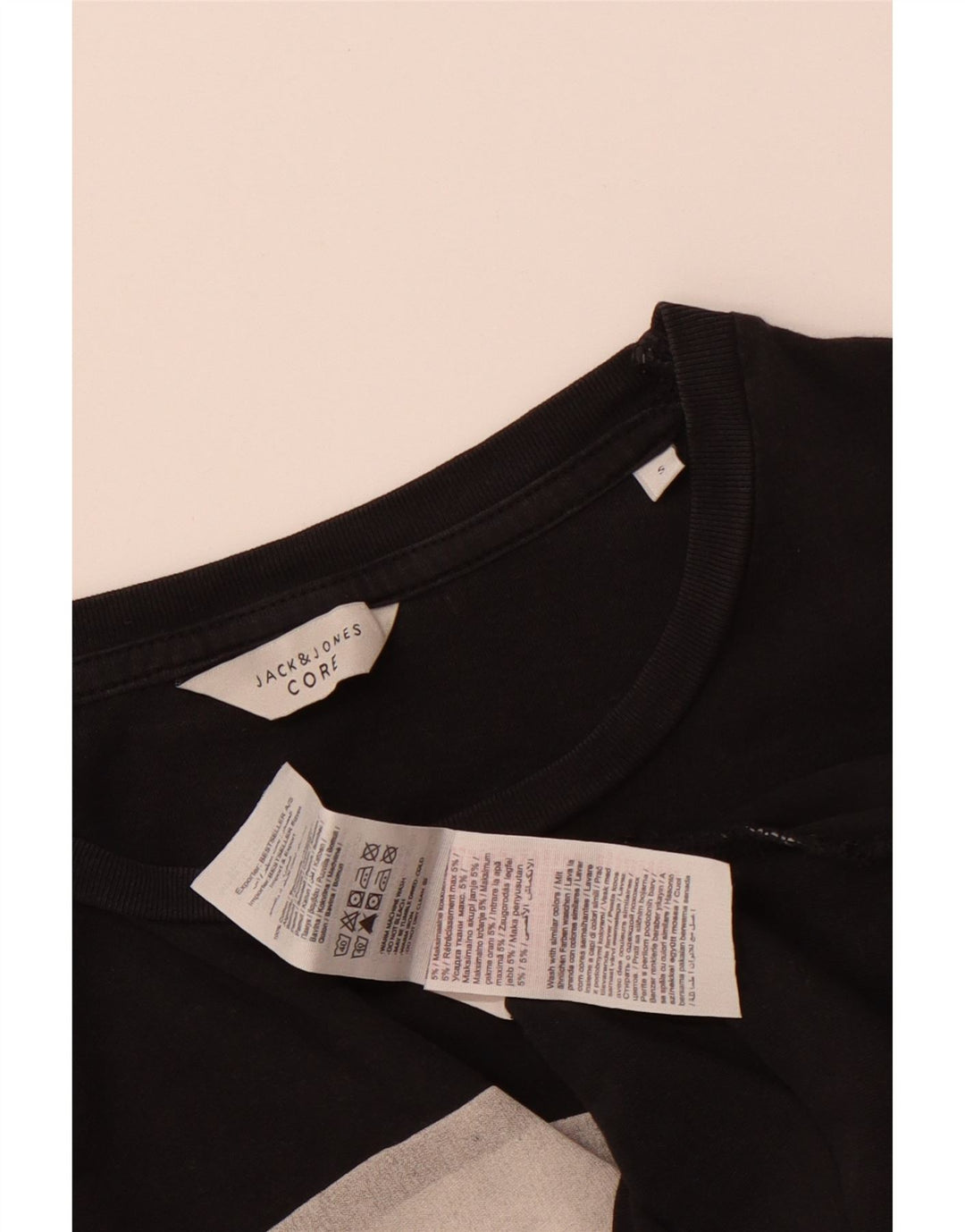 Jack & Jones Herren-T-Shirt mit Grafik, Größe S, schwarze Baumwolle