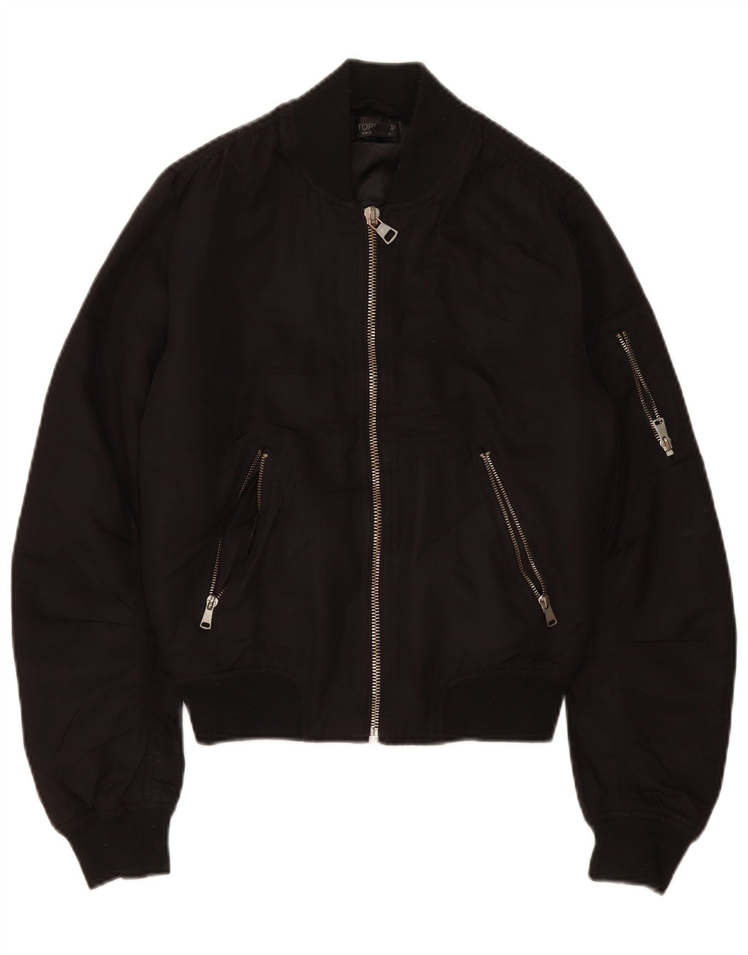 Topshop Damen Übergroße Bomberjacke UK 6 XS Schwarz Polyester