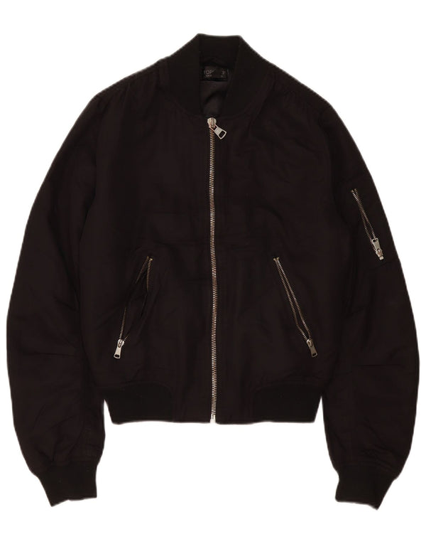 Topshop Damen Übergroße Bomberjacke UK 6 XS Schwarz Polyester