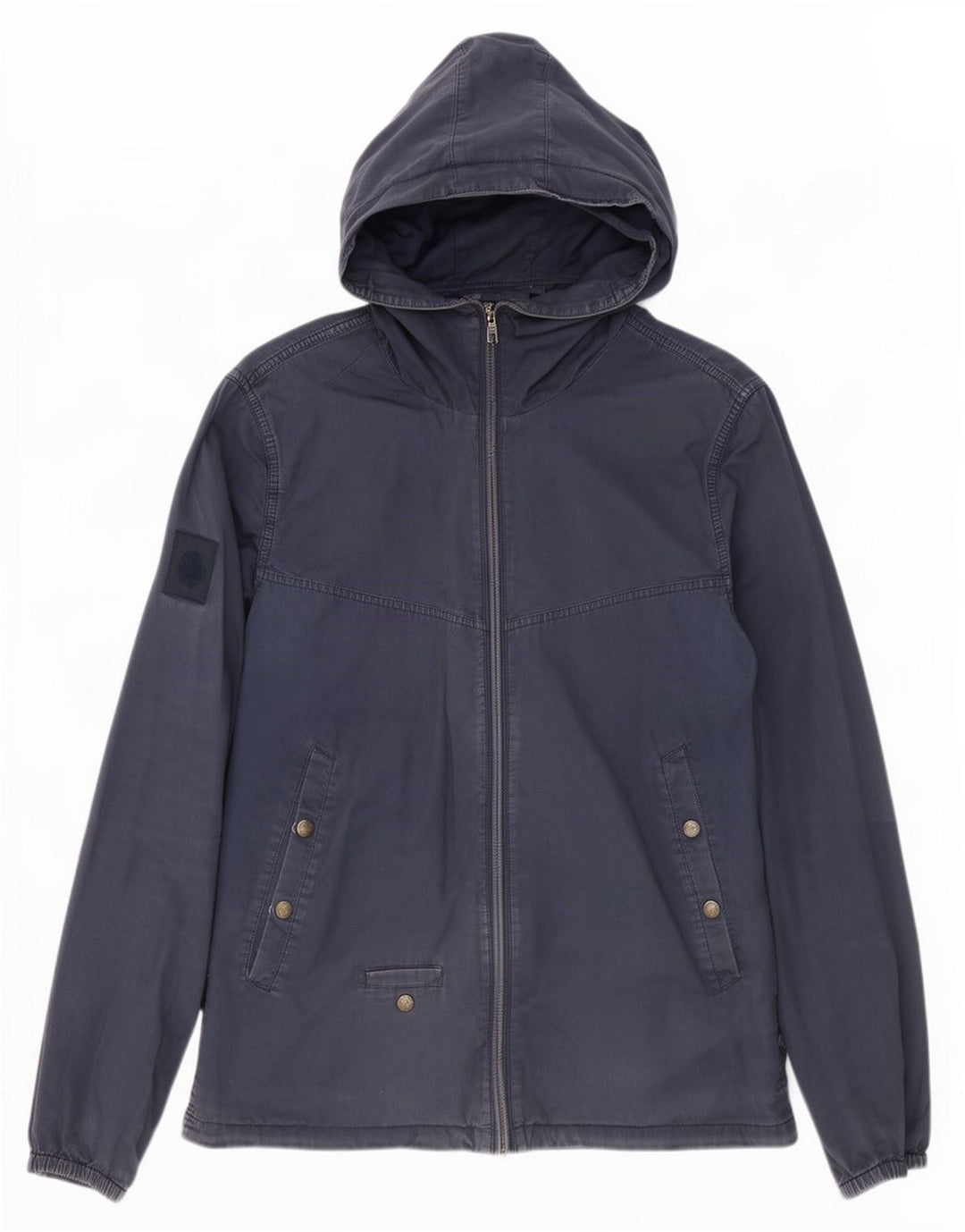 Pretty Green Herren-Bomberjacke mit Kapuze, UK 38, mittelmarineblaue Baumwolle