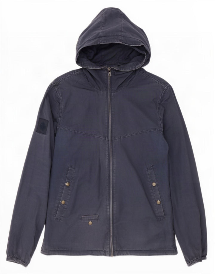 Pretty Green Herren-Bomberjacke mit Kapuze, UK 38, mittelmarineblaue Baumwolle
