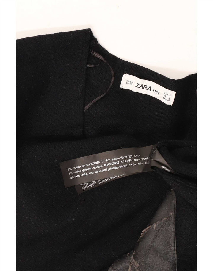 Zara Damen-Pullover mit V-Ausschnitt, Gr. 10, Größe S, schwarze Viskose