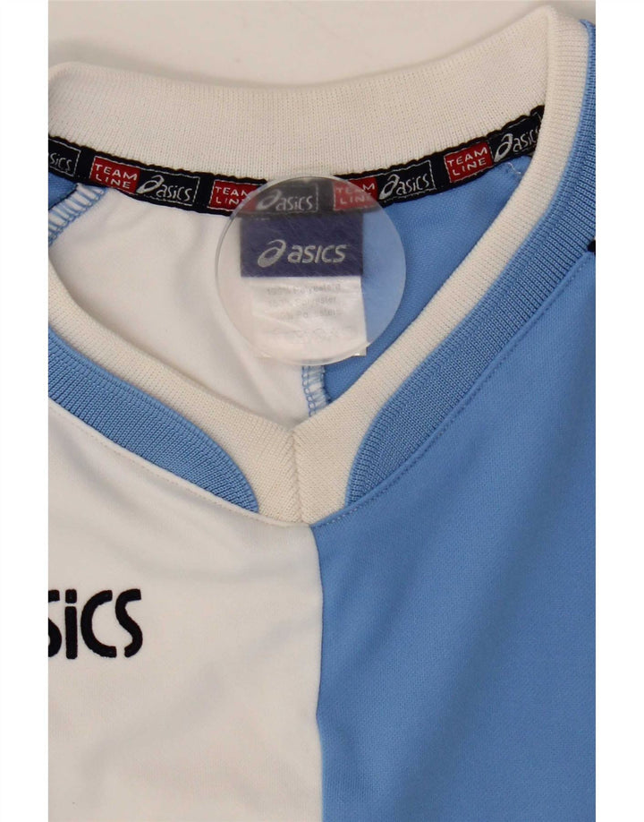 Asics Herren Grafik-T-Shirt-Oberteil Mittelblaues Colourblock-Polyester