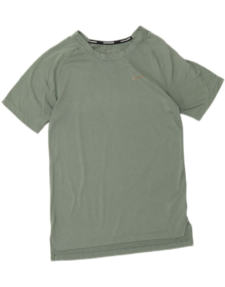 NIKE Damen Dri Fit T-Shirt Top UK 10 Small Grün Polyester
