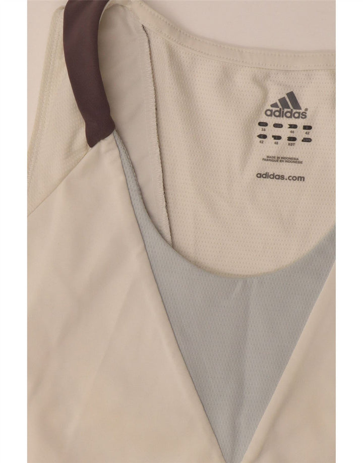 Adidas Damen Climacool Vest Top UK 16 Large Weiß Colourblock