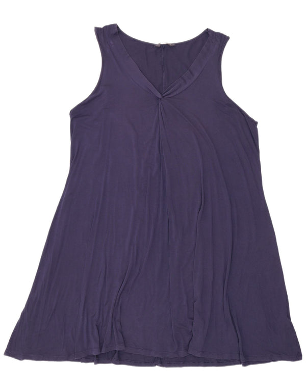 Marks & Spencer Damen Ärmelloses A-Linien-Kleid UK 18 XL Marineblaue Viskose