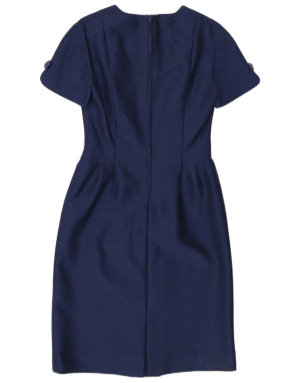 Vintage Damen Etuikleid UK 10 Small Marineblau