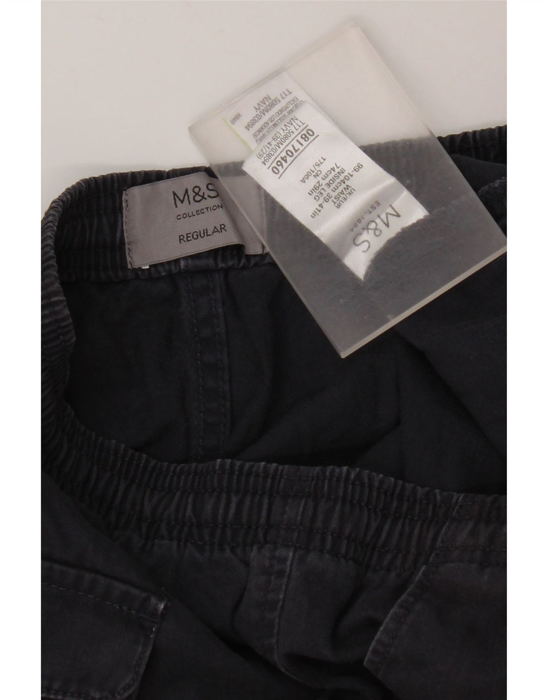 Marks & Spencer Herren-Chinohose, normal, W39 L29, marineblaue Baumwolle