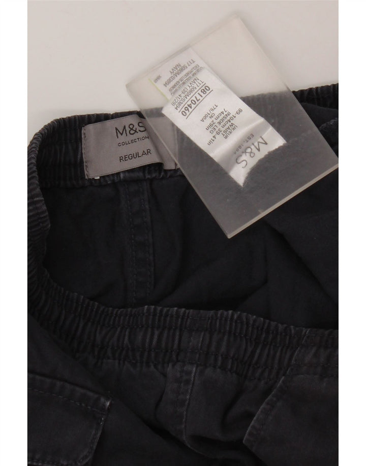 Marks & Spencer Herren-Chinohose, normal, W39 L29, marineblaue Baumwolle