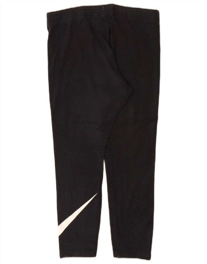 Nike Damen Graphic Leggings UK 16 Large Schwarz Baumwolle